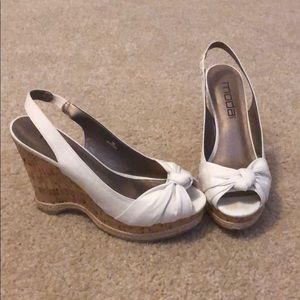 White Slingback wedges